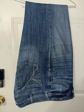 Ariat Blue Wide-Leg Trouser Jeans with Contrast Stitching